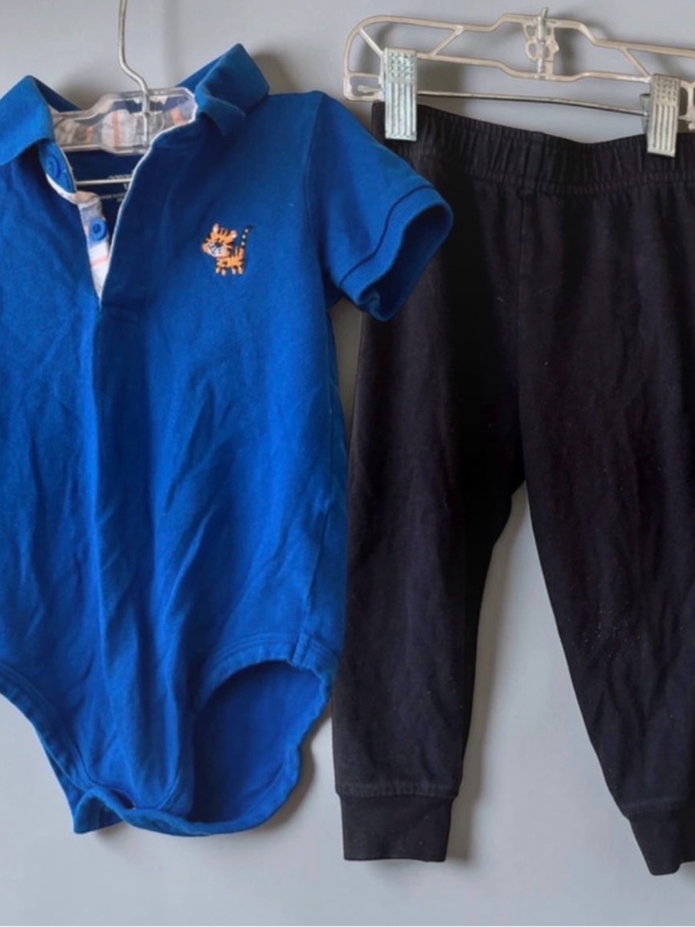 Garanimals Royal Blue Polo Bodysuit with Black Pants